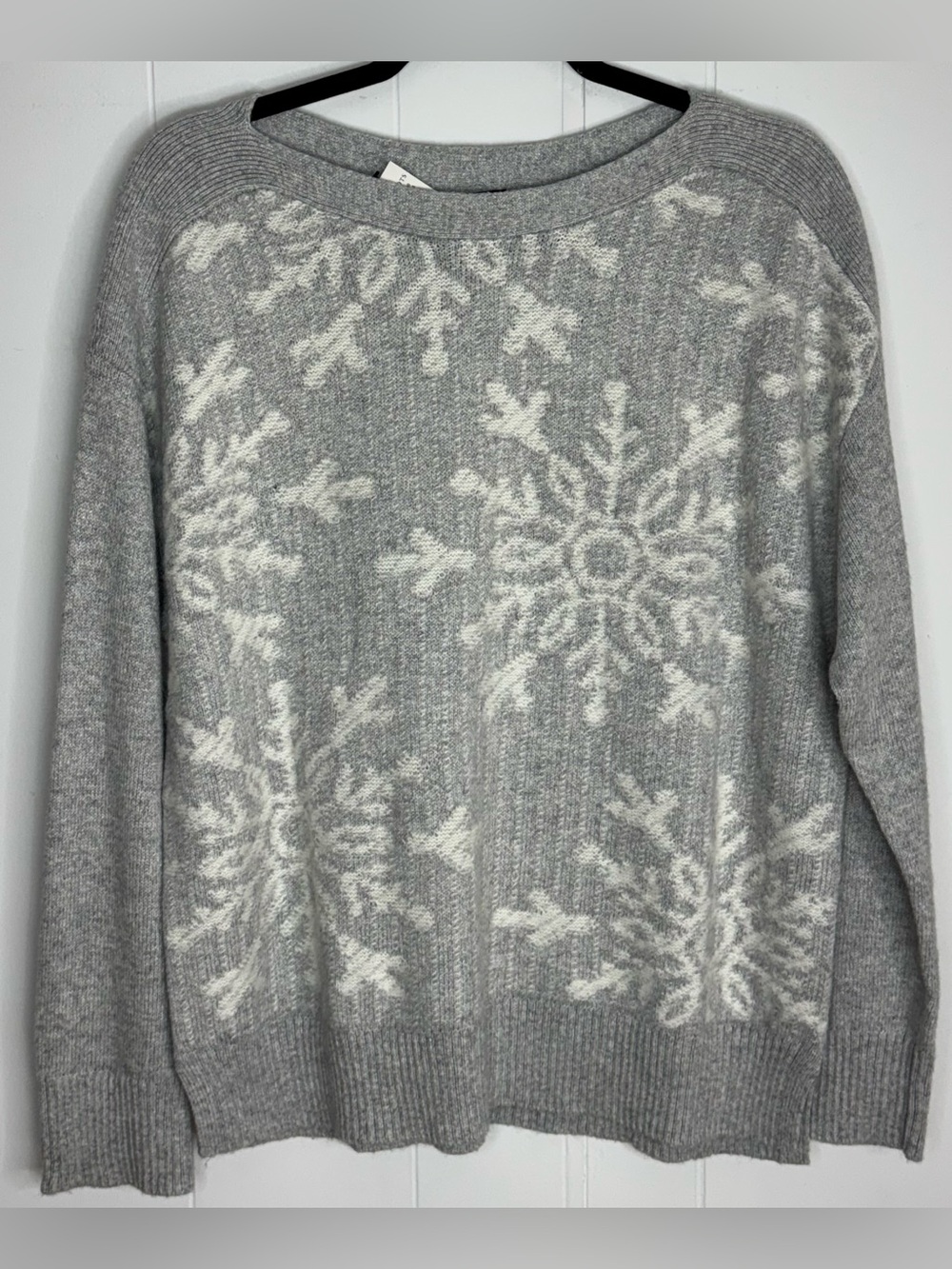 NWT Talbots Bateau Neck Sparkle Snowflake Sweater Womens Large - Picture 2 of 11
